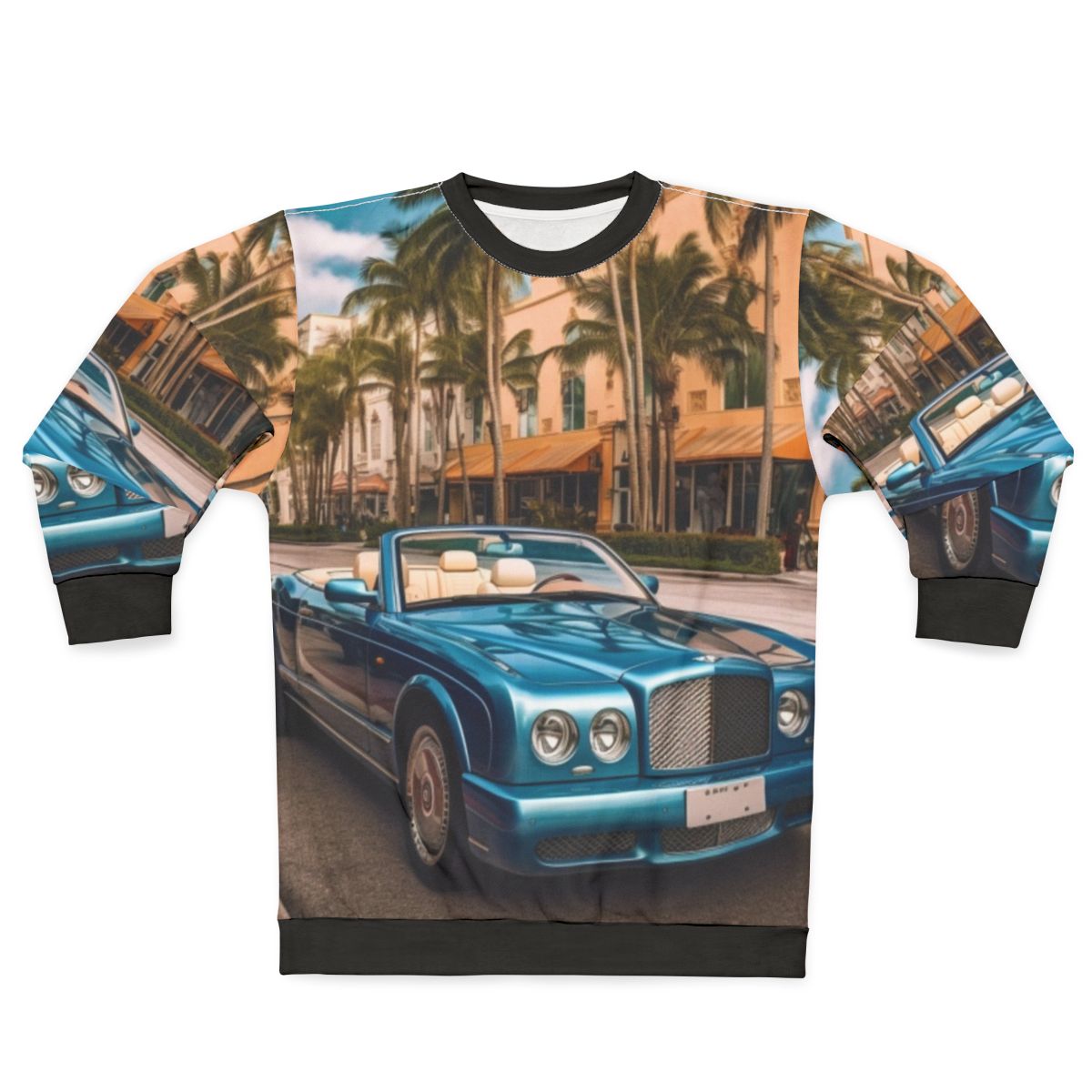 Luxurious Bentley Azure Convertible Sweatshirt with palm trees in the background