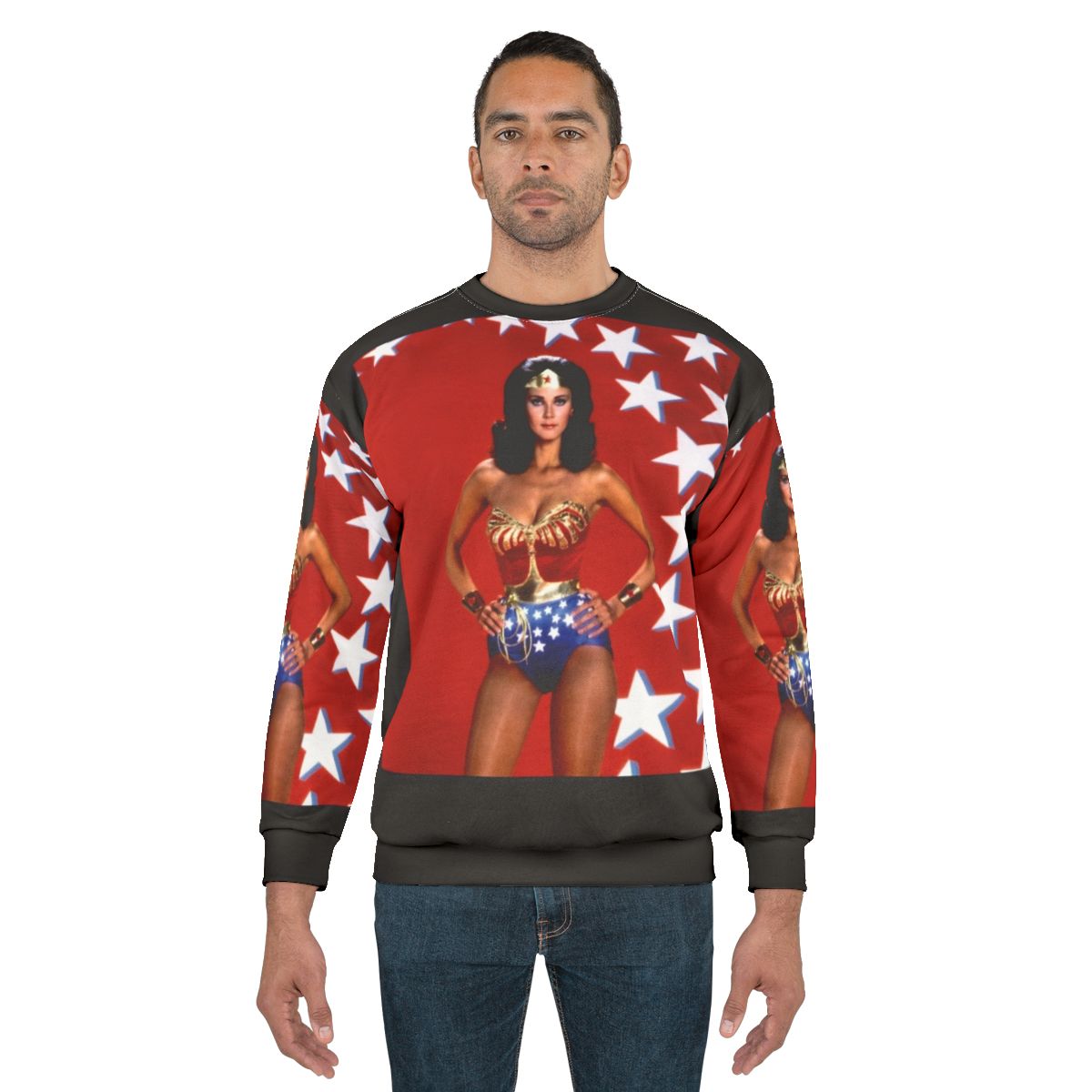 Lynda Carter Sticker Sweatshirt for Retro Movie Fans