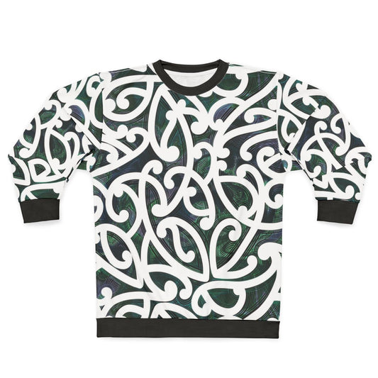 Maori Paua Sweatshirt with Intricate Polynesian Art Design