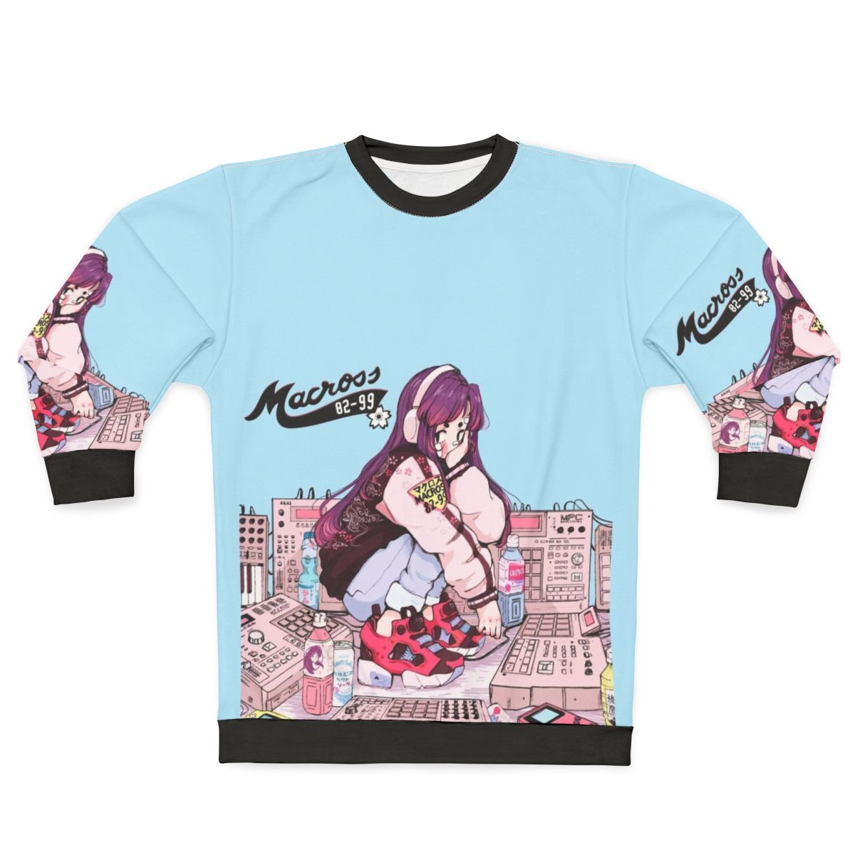 Macross 82-99 anime inspired sweatshirt with retro Japanese music and aesthetic