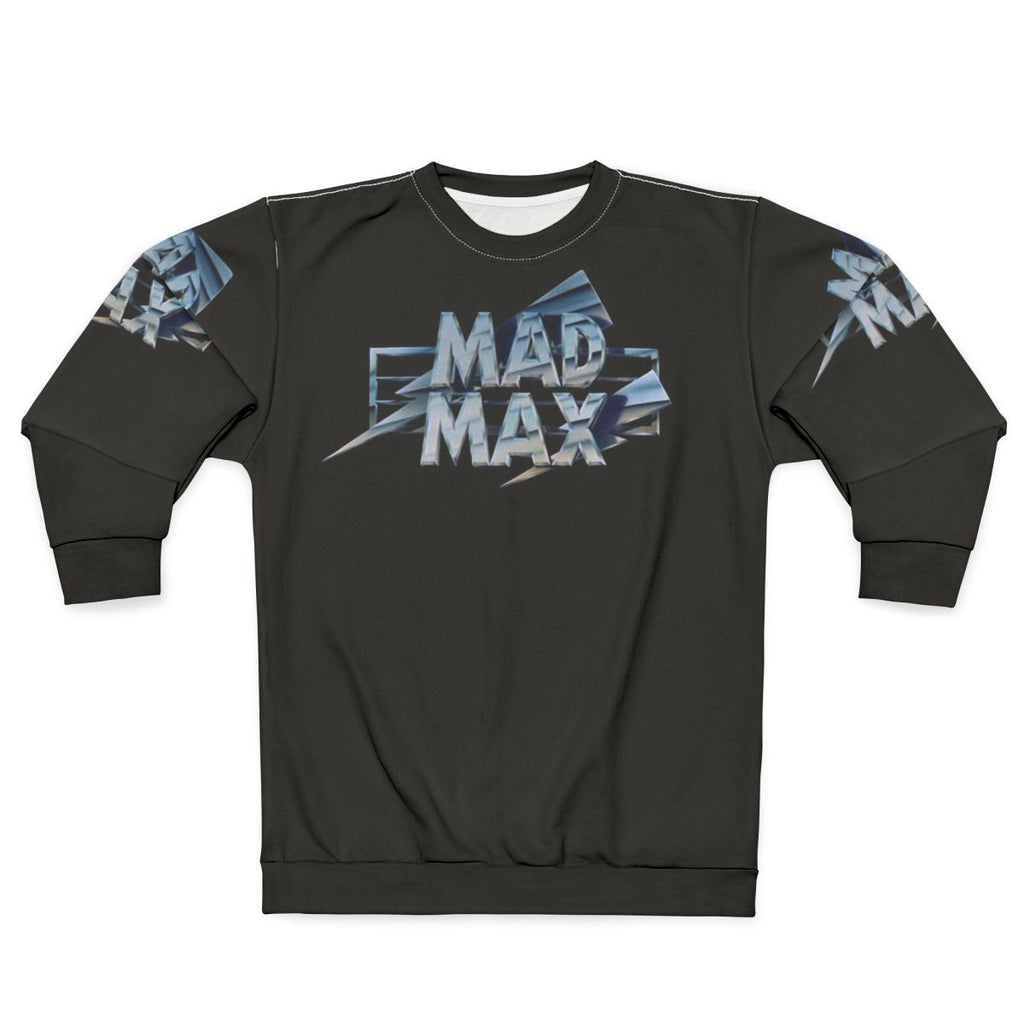 Mad Max film title graphic printed on a sweatshirt