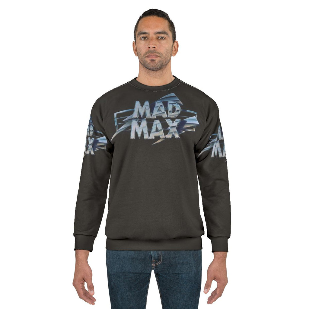 Mad Max film title graphic printed on a sweatshirt