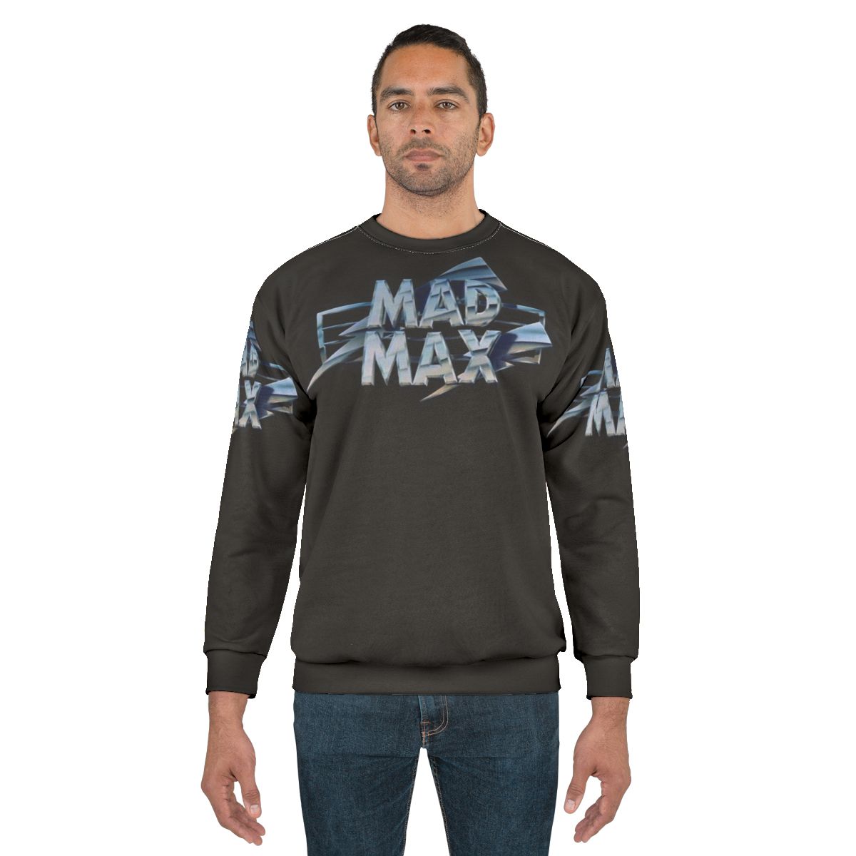 Mad Max film title graphic printed on a sweatshirt