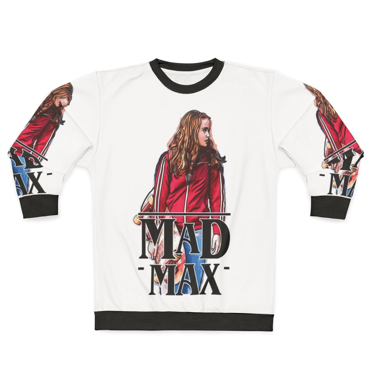 Vintage Mad Max and Stranger Things crossover design sweatshirt