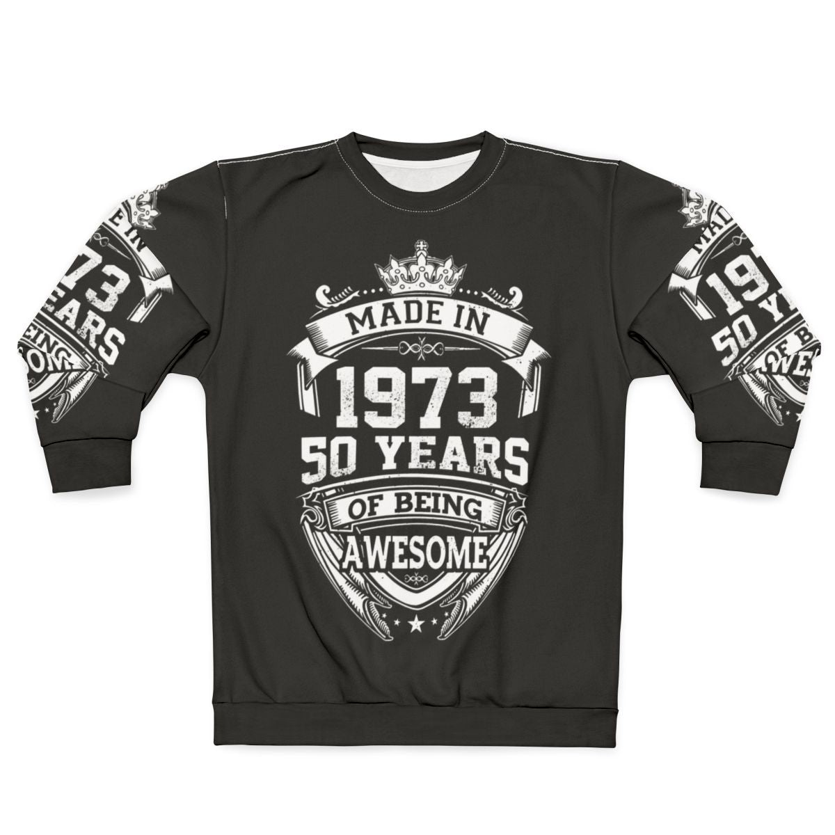 50th birthday sweatshirt with vintage 1973 design