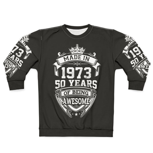 50th birthday sweatshirt with vintage 1973 design