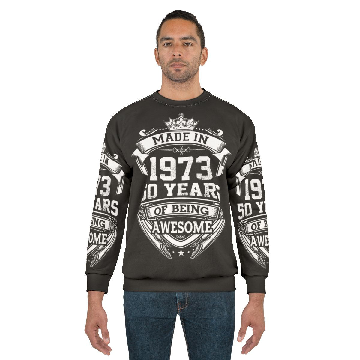 50th birthday sweatshirt with vintage 1973 design
