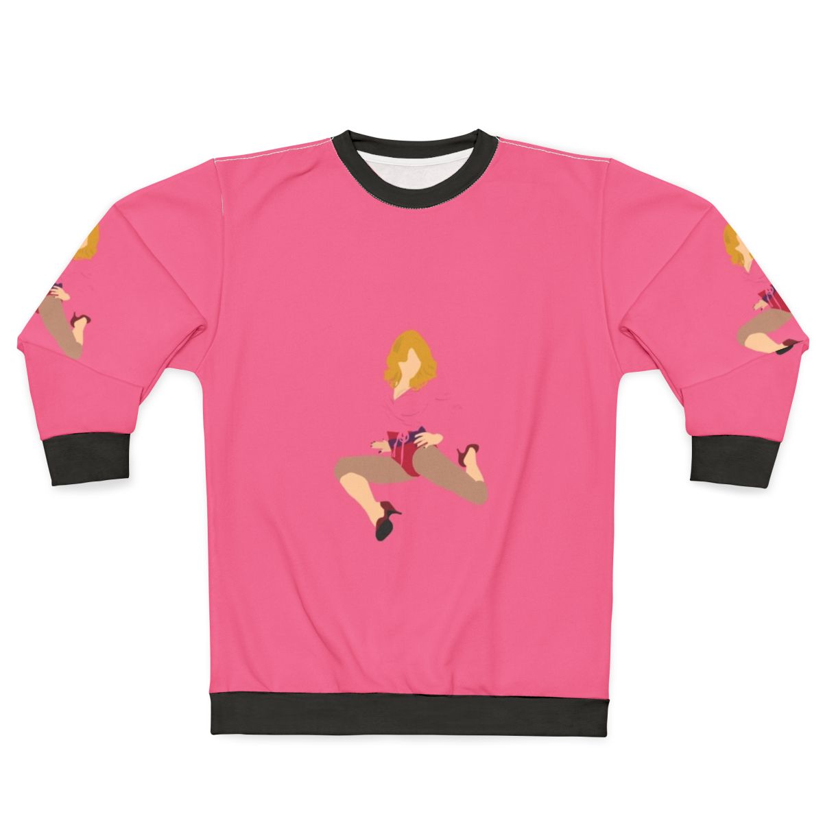 Madonna wearing a pink sweatshirt with the 'Hung Up' design