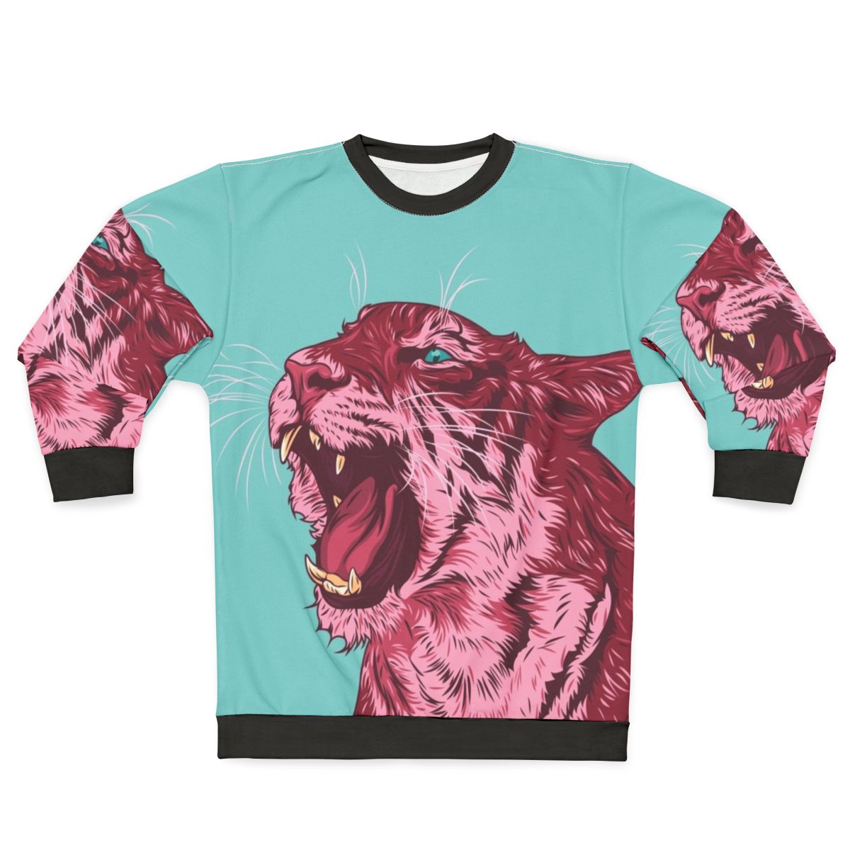 Magenta tiger graphic printed on sweatshirt