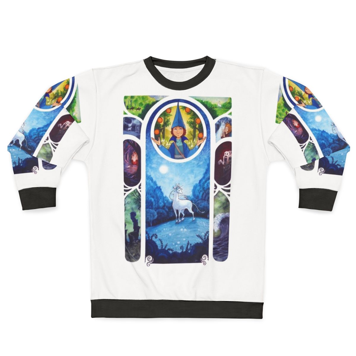Colorful art nouveau style unicorn sweatshirt with magical design