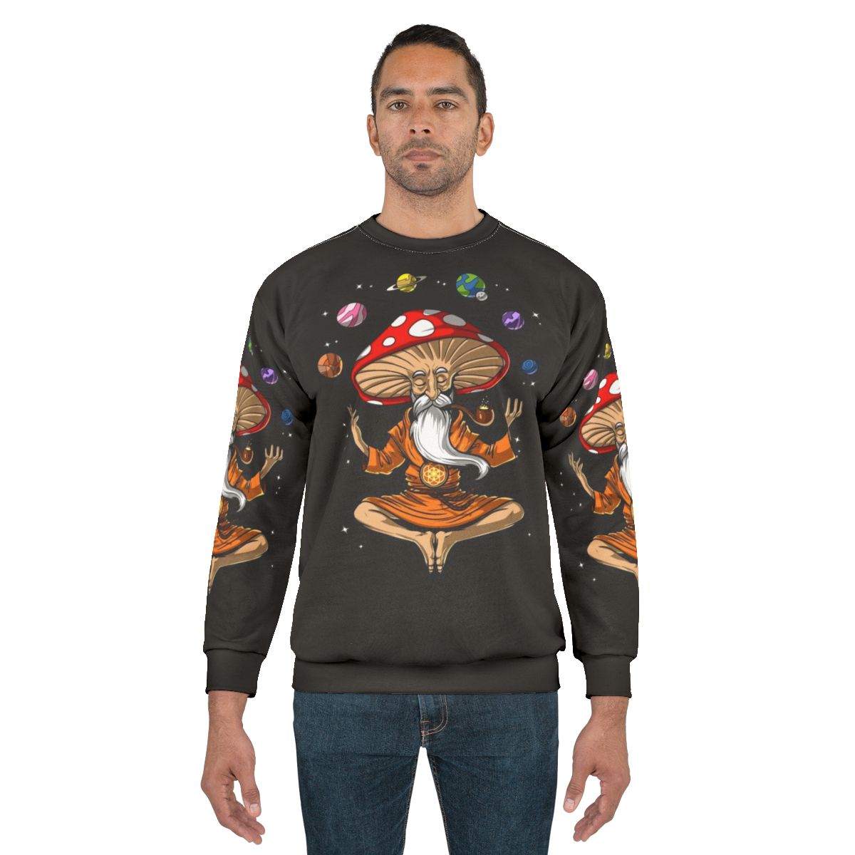 Psychedelic magic mushroom buddha sweatshirt