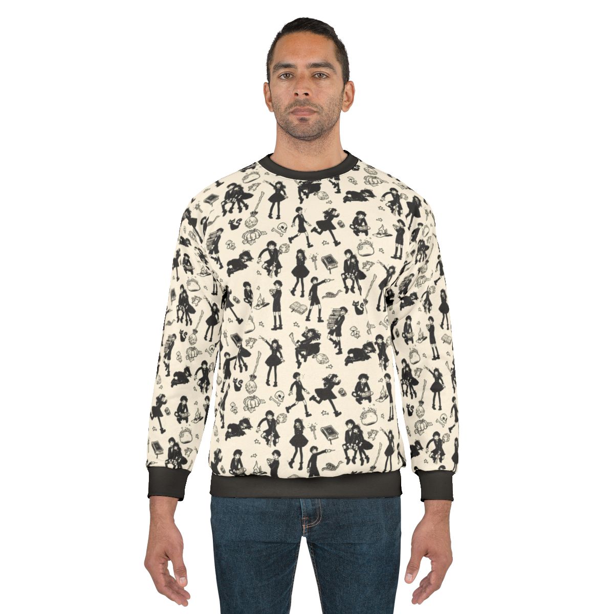Magical black and white sweatshirt with witchy design
