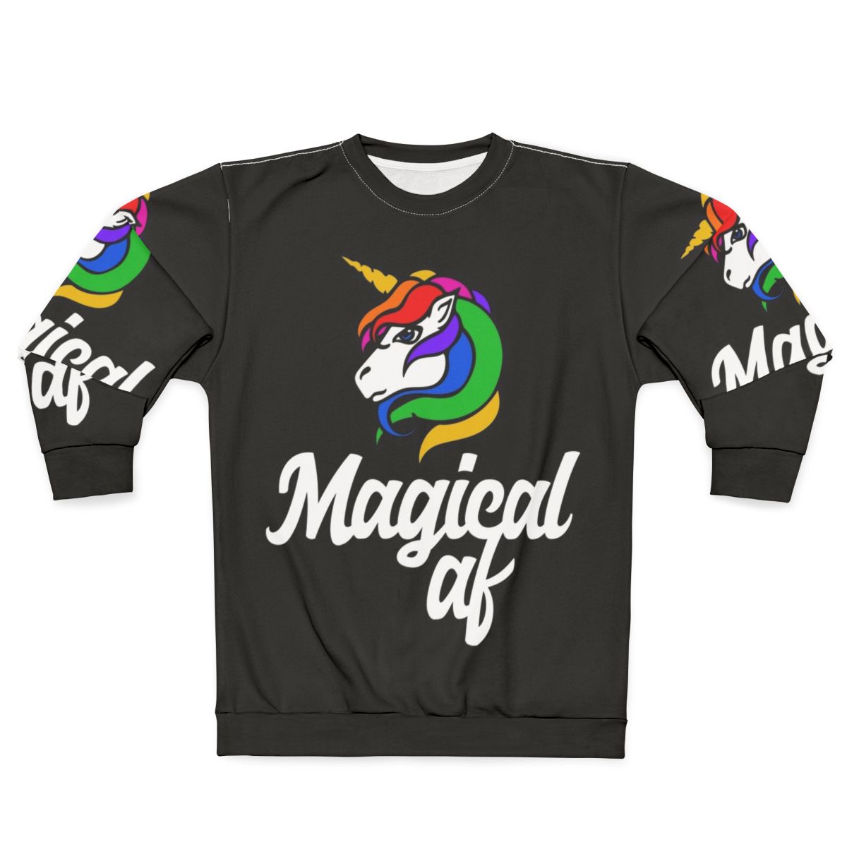 Magical AF Retro Sweatshirt with Unicorn, Rainbow and Legendary Animal Designs