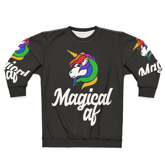 Magical AF Retro Sweatshirt with Unicorn, Rainbow and Legendary Animal Designs