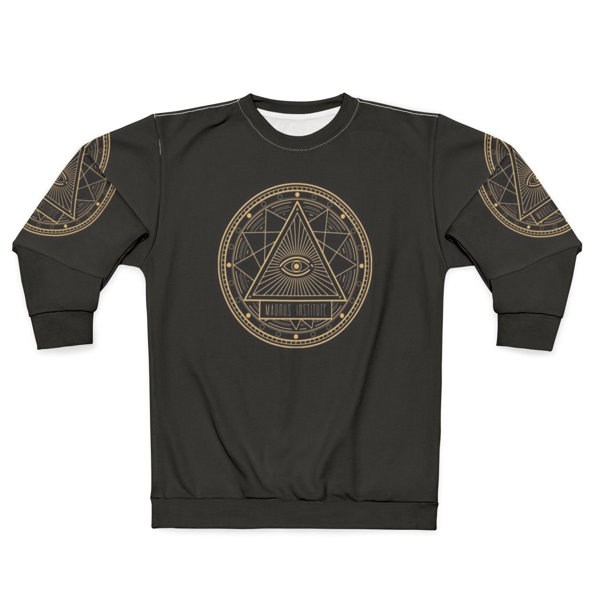 The Magnus Institute Logo Sweatshirt, a dark academia-inspired design for fans of the horror podcast "The Magnus Archives"