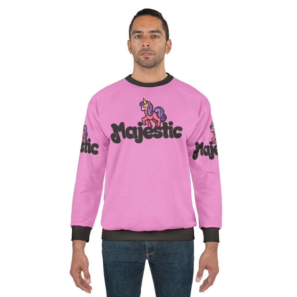 Majestic pink unicorn sweatshirt with a magical, legendary design