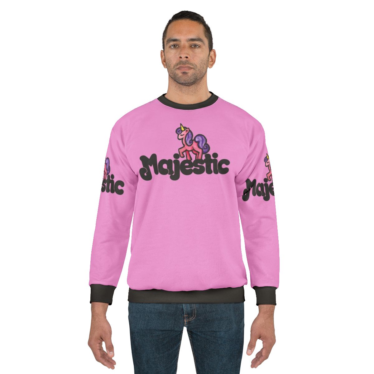 Majestic pink unicorn sweatshirt with a magical, legendary design