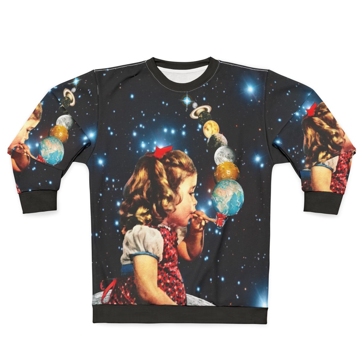 Maker Collage Sweatshirt with Vintage Psychedelic Surreal Design