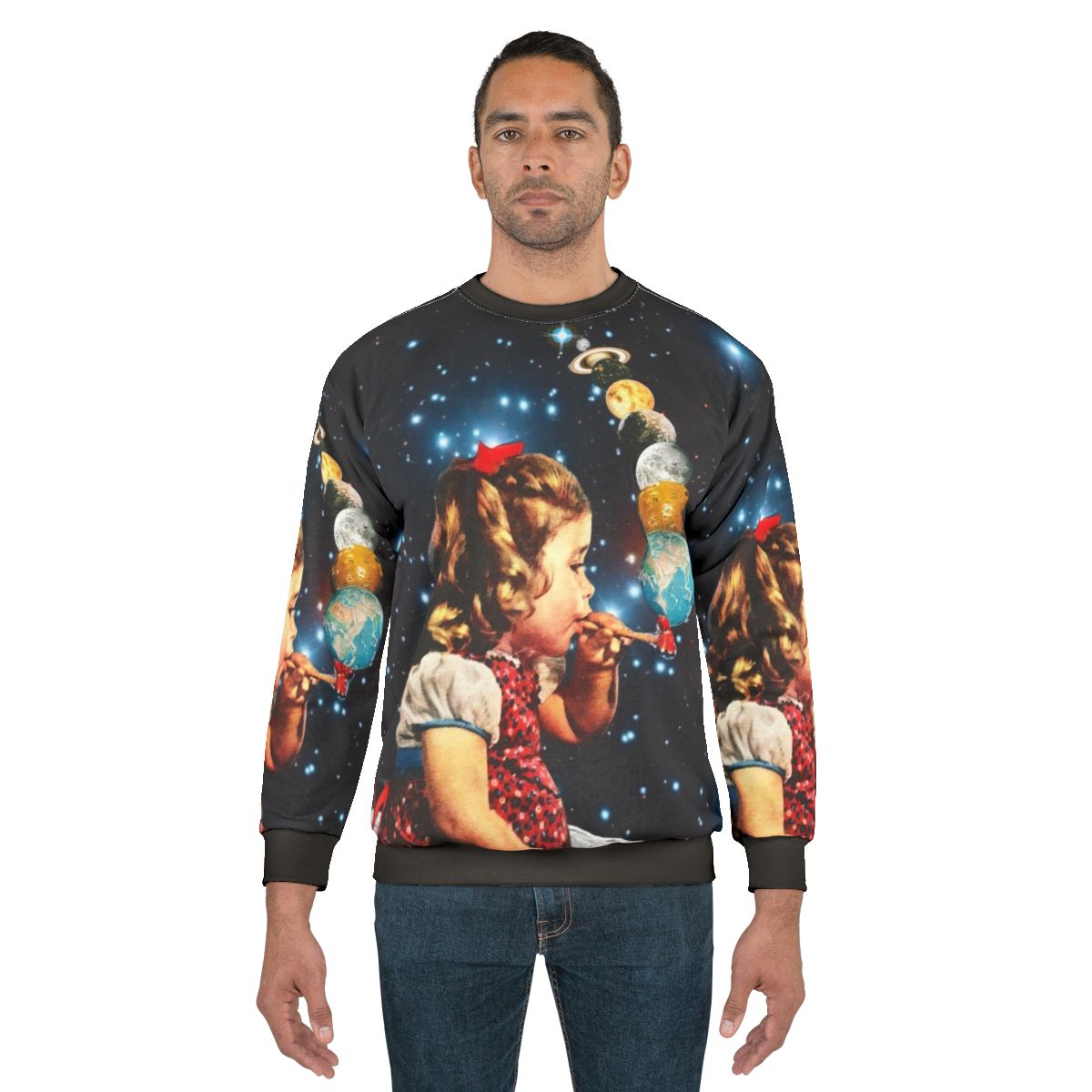 Maker Collage Sweatshirt with Vintage Psychedelic Surreal Design