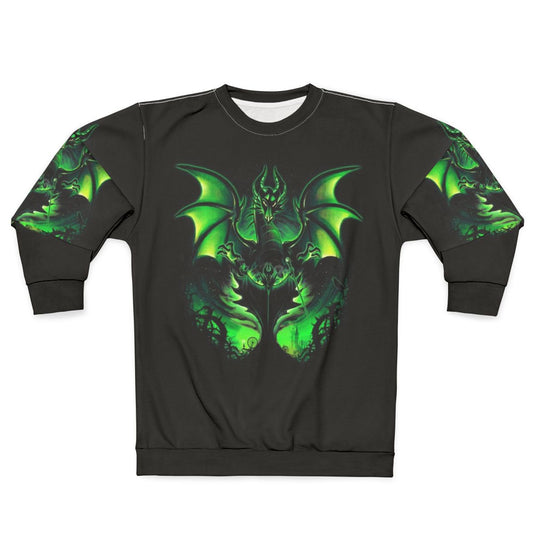 Maleficium sweatshirt featuring a sleeping beauty villain and dragon design