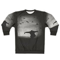 Hand-painted sweatshirt with mysterious raven design