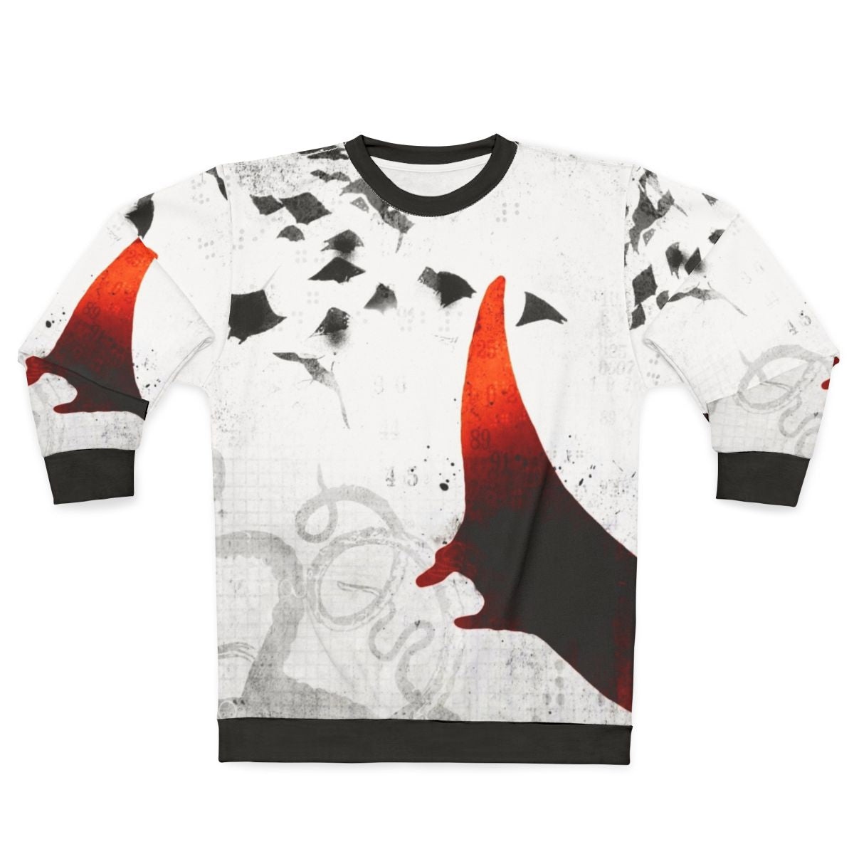 Manta Ray Red Sweatshirt with Gritty Ocean Sealife Design