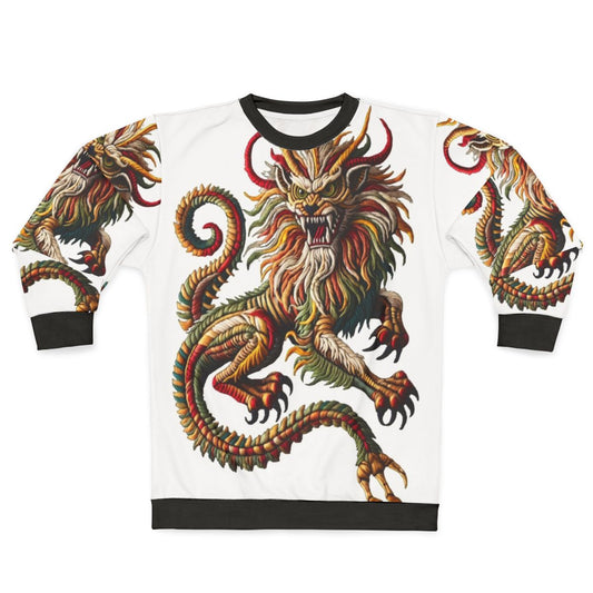 Manticore embroidered sweatshirt, fantasy beast