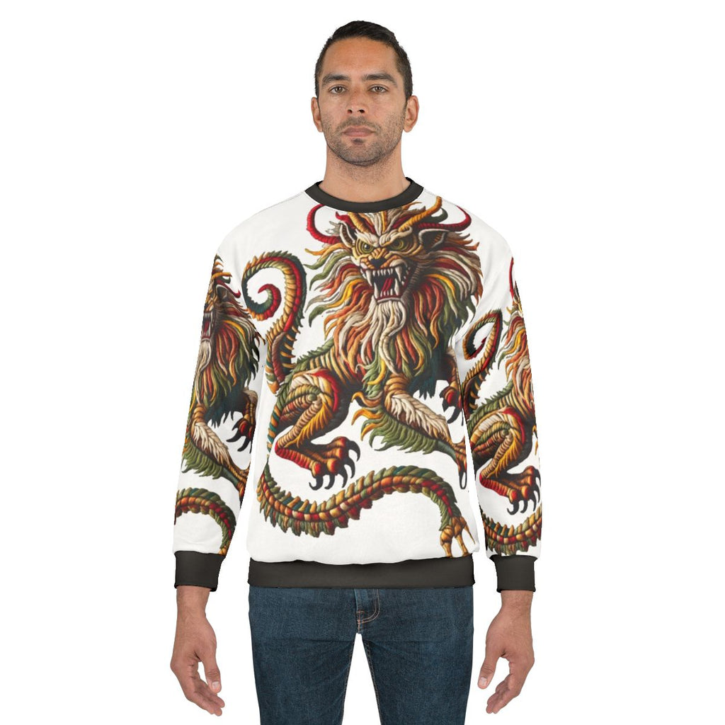 Manticore embroidered sweatshirt, fantasy beast
