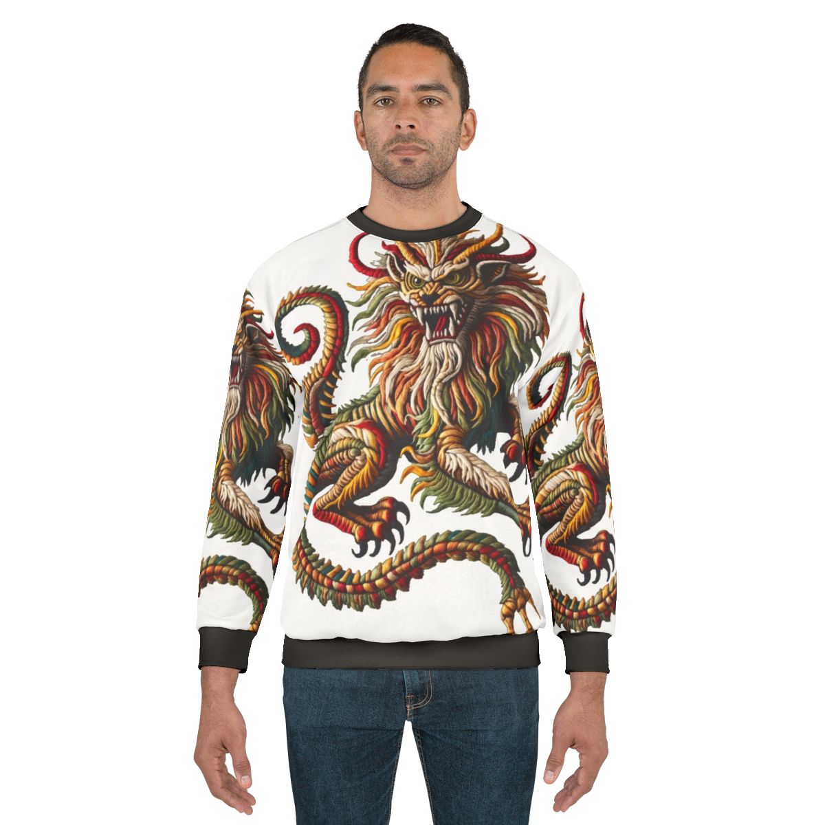 Manticore embroidered sweatshirt, fantasy beast
