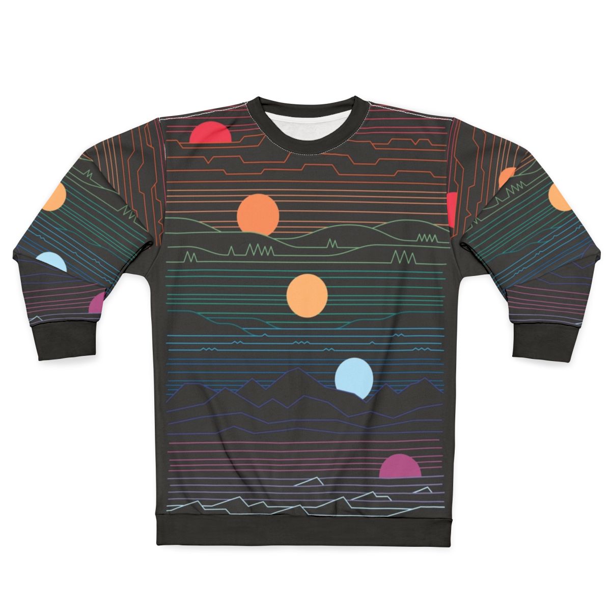 Minimalist landscape design many lands under one sun sweatshirt