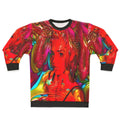 Colorful Mardi Gras sweatshirt with abstract patterns