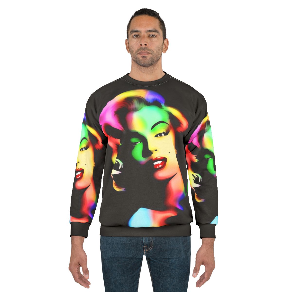 Marilyn Monroe in rainbow pop art design sweatshirt