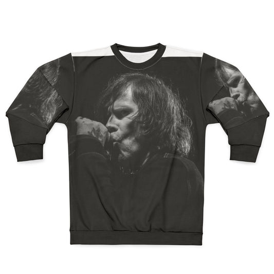 Mark Lanegan grunge rock musician wearing sweatshirt