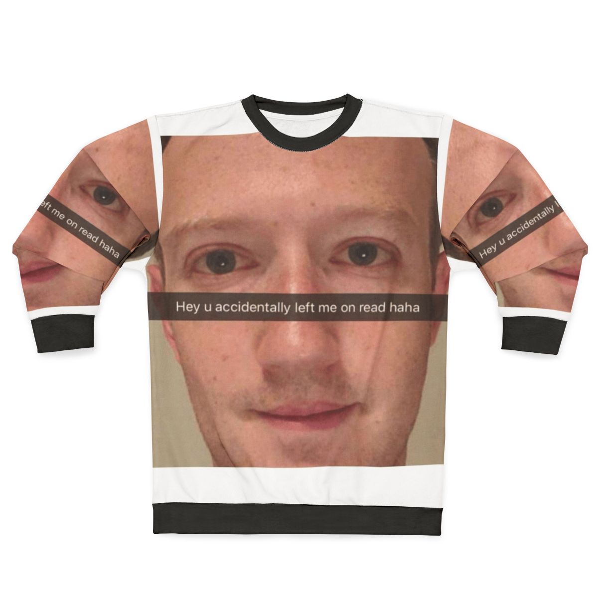 Mark Zuckerberg Snapchat meme printed on a unisex sweatshirt