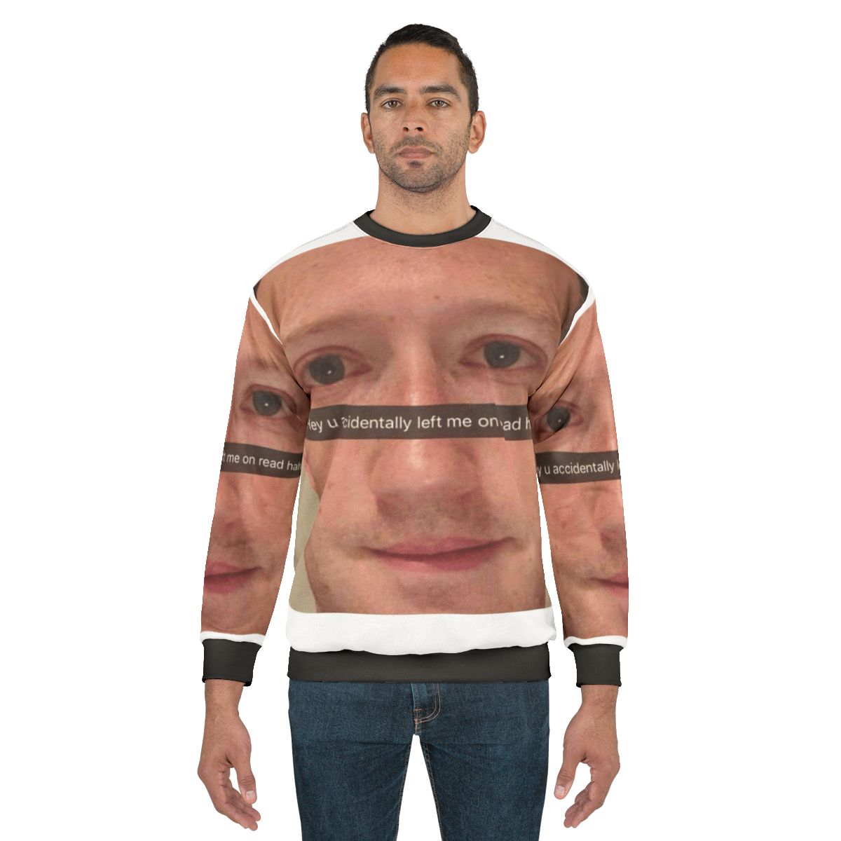 Mark Zuckerberg Snapchat meme printed on a unisex sweatshirt