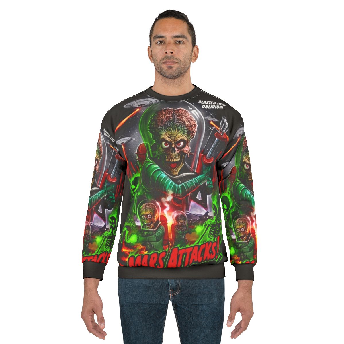 Retro-style Mars Attacks sci-fi comedy sweatshirt