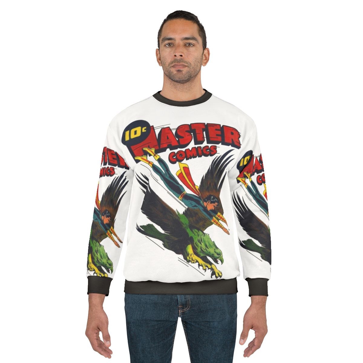 Retro comic book sweatshirt featuring Master Comics No 32 cover art