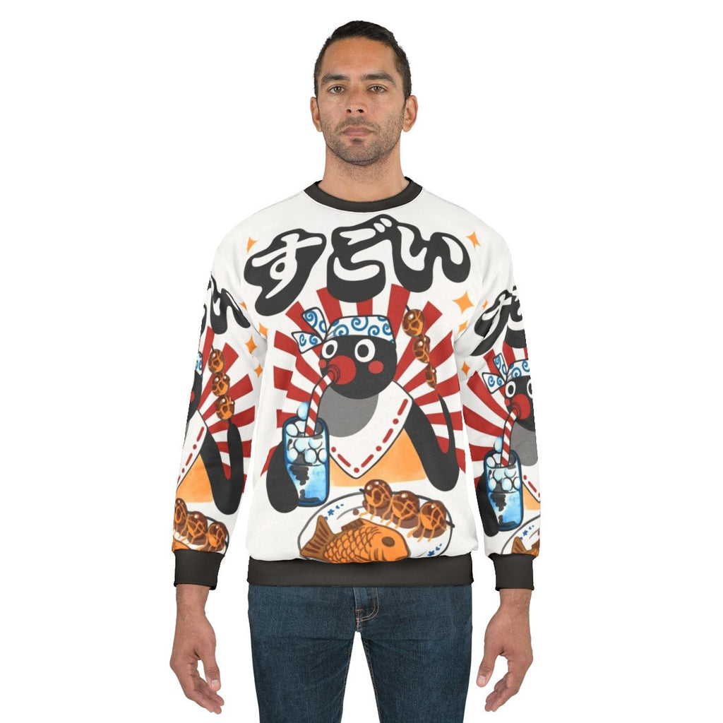 Matsuri Pengin Cartoon Sweatshirt with Retro Cute Penguin Design