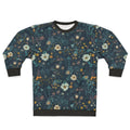 Vibrant wildflowers pattern on a cozy sweatshirt