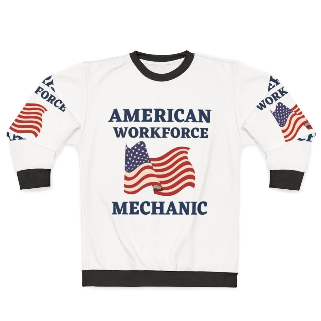 American Workforce Mechanic Sweatshirt with Patriotic American Flag Design