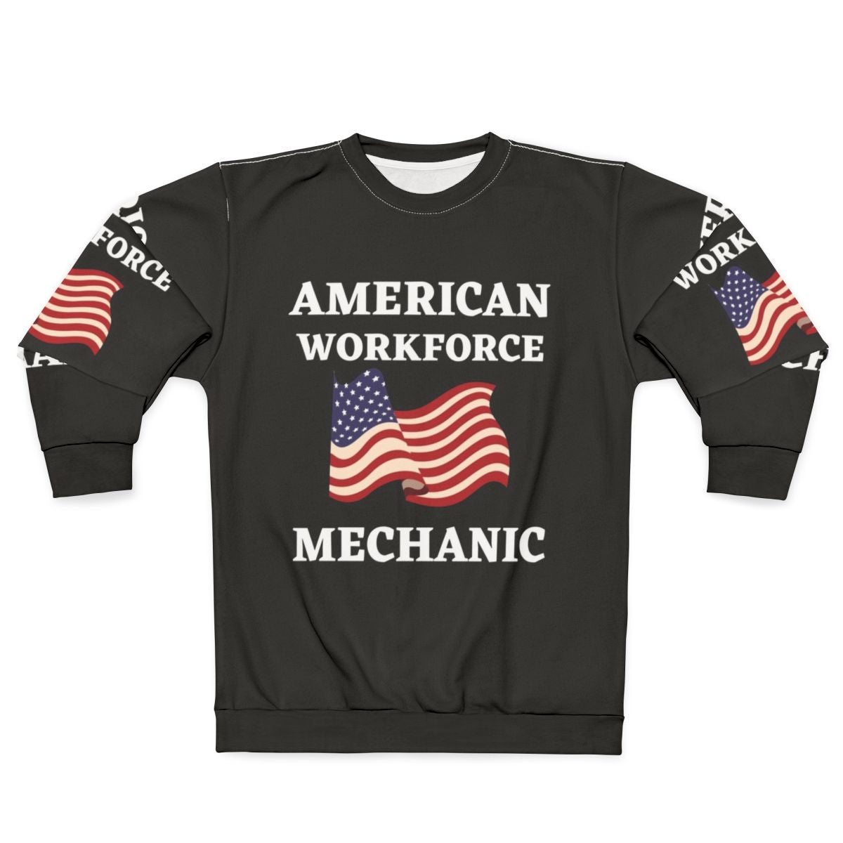 Mechanic wearing American flag sweatshirt