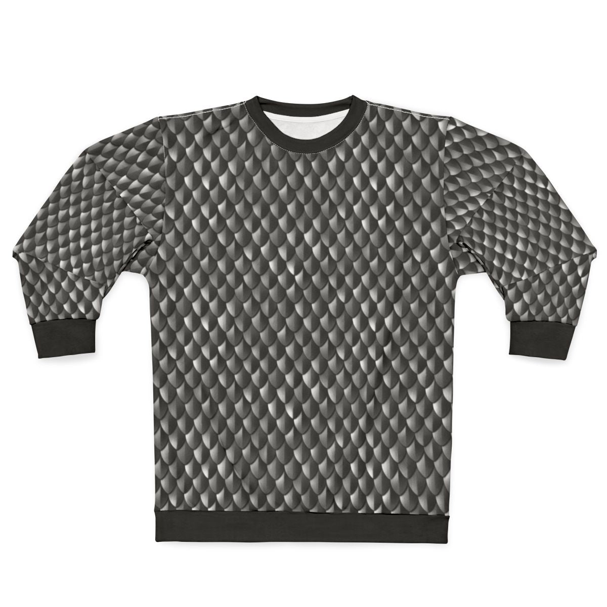 Black sweatshirt with medieval dragon scale pattern