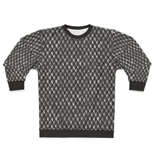 Black sweatshirt with medieval dragon scale pattern