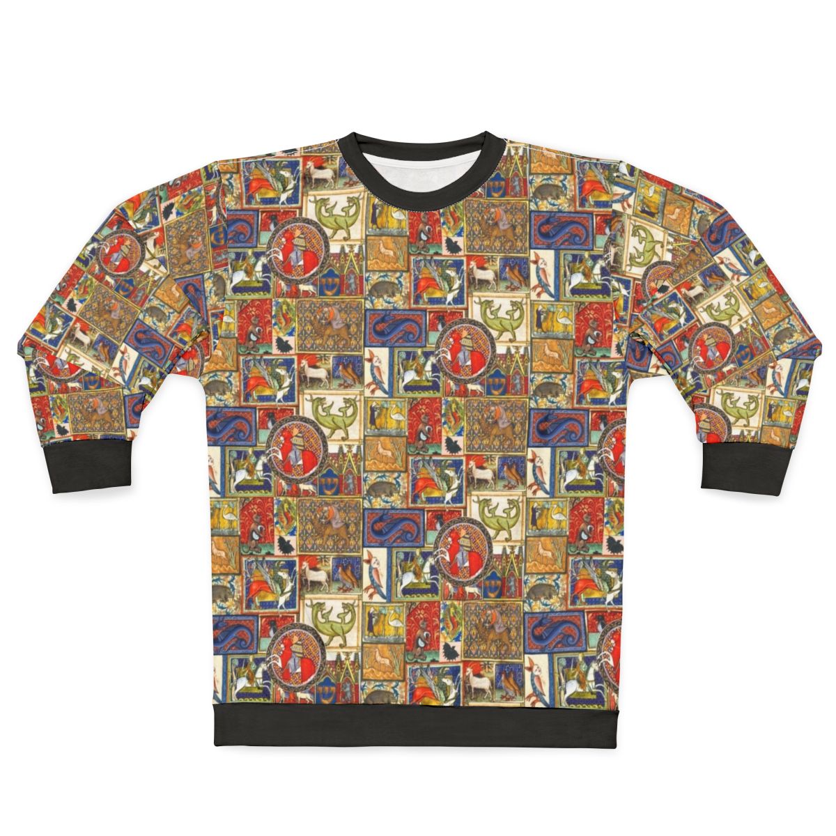 Gothic medieval beasts sweatshirt with animal print design