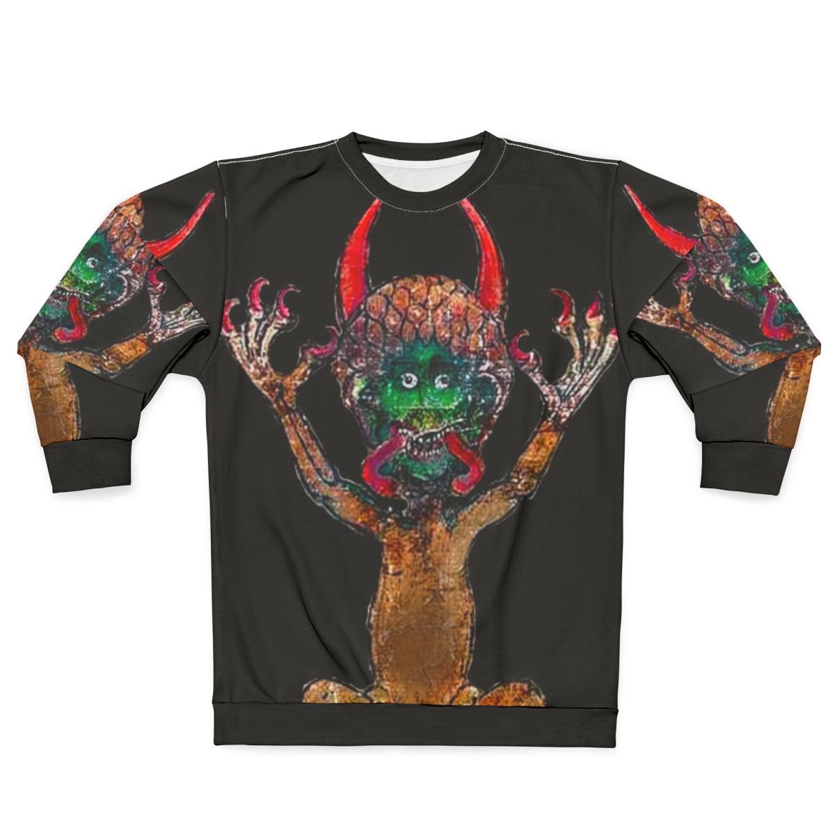 Medieval Codex Gigas Devil Sweatshirt with Mystical Manuscript Imagery