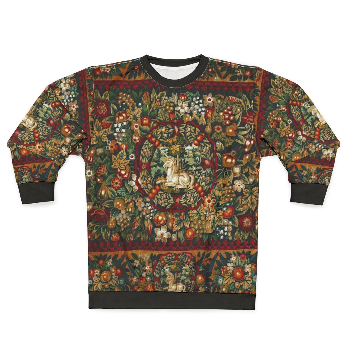 Medieval Unicorn Floral Tapestry Sweatshirt