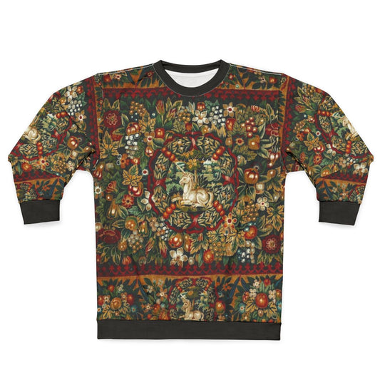 Medieval Unicorn Floral Tapestry Sweatshirt