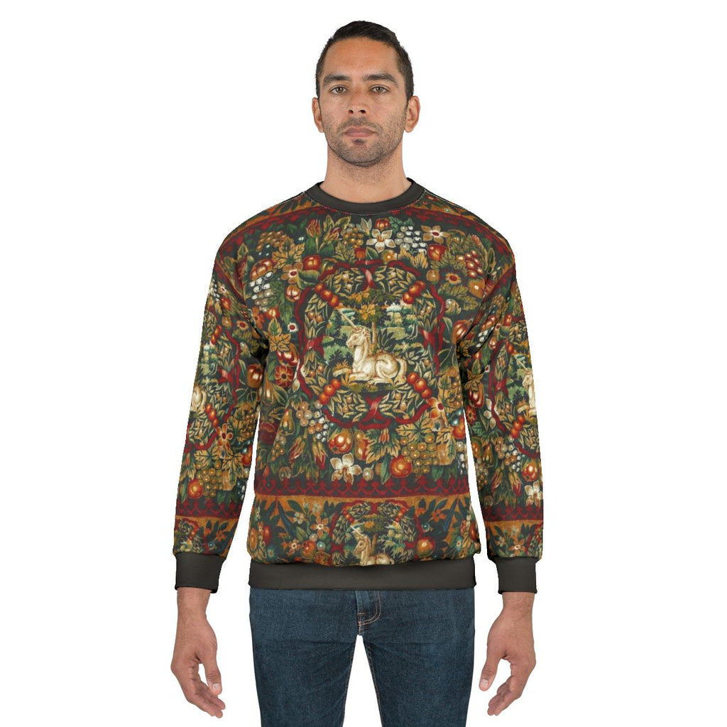 Medieval Unicorn Floral Tapestry Sweatshirt