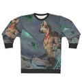 Meditation wolf fantasy sweatshirt with snow and lake