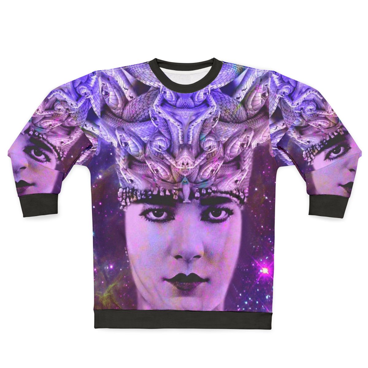 Medusa mythology inspired graphic design on a comfortable sweatshirt